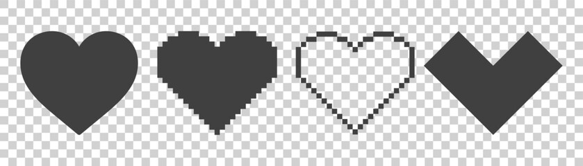 set of heart icons on white background.