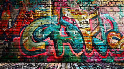 Fototapeta premium Wall with bright graffiti