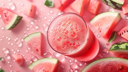 An eye-catching product poster for a watermelon juice product.