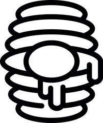 Line art icon of honey dripping down a stack of honeycomb