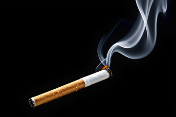 Realistic Cigarette Isolated on Solid Black Background.