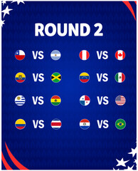 American Football USA 2024 Flags Matches Round 2 Abstract Design Logo Symbol American Football final Vector illustration