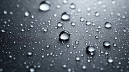 close up of water drops on surface, abstract background - Powered by Adobe