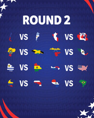 American Football USA 2024 Flags Map Matches Round 2 Abstract Design Logo Symbol American Football final Vector illustration