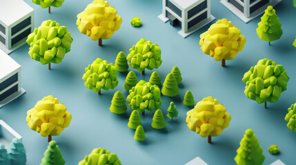 trees forest isometric model