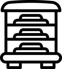 Line icon of a food dehydrator machine, a kitchen appliance used for drying and preserving food