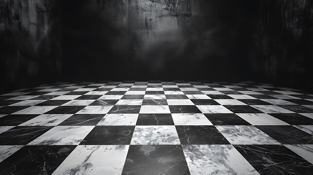 Black and white checker floor grunge room checker floor empty space