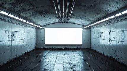 Obraz premium Lightbox 6-sheet template in an underground tunnel, mockup for outdoor media, detailed lighting and texture presentation