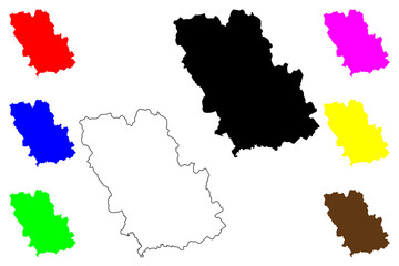 Naklejka premium Prahova County (Administrative divisions of Romania, Sud - Muntenia development region) map vector illustration, scribble sketch Prahova map....