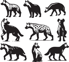 Naklejka premium hyena silhouette bundle vector