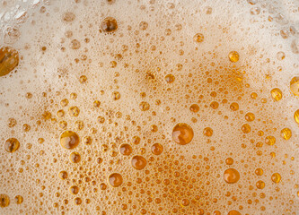 Beer Foam Texture, Bubbles on Alcohol Drunk Closeup, Ale Froth Pattern, Golden Beer Foam Textured