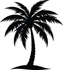 Detailed silhouette of a palm tree, perfect for tropical themes, island illustrations, and exotic designs