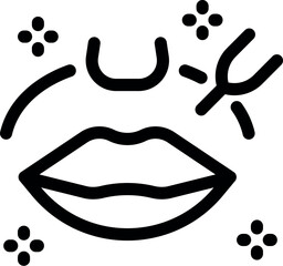 Herpes virus entering body through mouth with nose and lips icon