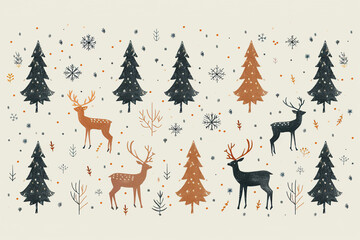 christmas background with deer