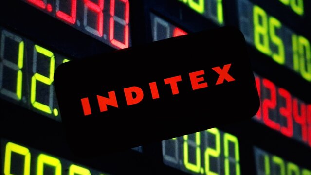 Konskie, Poland - June 10, 2024: Inditex logo displayed on mobile phone