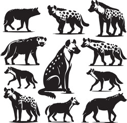 hyena silhouette bundle vector
