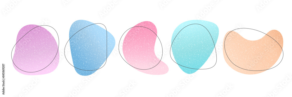 Poster liquid stain blob frame set isolated on white. uneven geometric shape background for text highlight.