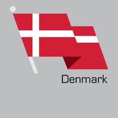 New Year with DENMARK flag vector design. Waving flag banner style. Vector illustration, Eps 10