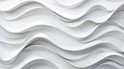 Obraz premium Abstract Wave Background. White Minimalistic Texture. Template 3d background. 3D pedestal podium with white paper swirl flow on white studio background. white background