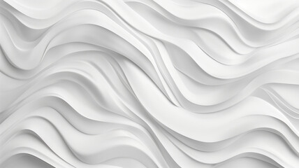 Obraz premium Abstract Wave Background. White Minimalistic Texture. Template 3d background. 3D pedestal podium with white paper swirl flow on white studio background. white background