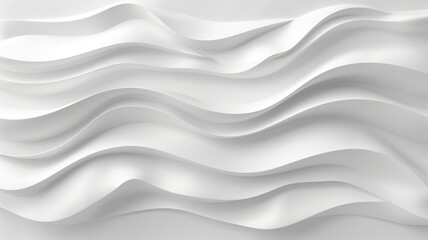 Fototapeta premium Abstract Wave Background. White Minimalistic Texture. Template 3d background. 3D pedestal podium with white paper swirl flow on white studio background. white background