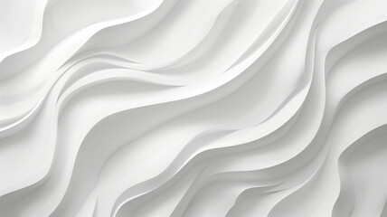 Obraz premium Abstract Wave Background. White Minimalistic Texture. Template 3d background. 3D pedestal podium with white paper swirl flow on white studio background. white background
