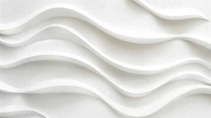 Obraz premium Abstract Wave Background. White Minimalistic Texture. Template 3d background. 3D pedestal podium with white paper swirl flow on white studio background. white background