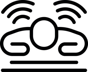 Parking sensor icon, represented by a round sensor emitting radio waves to detect obstacles