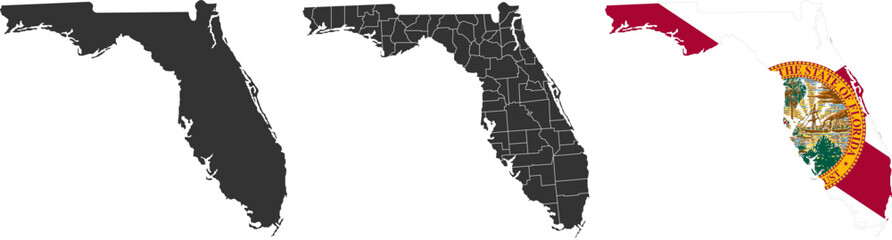 Florida state of USA. Florida flag and territory. States of America territory on white background. Separate states. Vector illustration © yan4ik