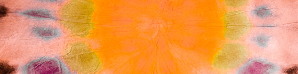 Fototapeta premium Orange Tie Dye Batik Patterns. Multicolor Fabric