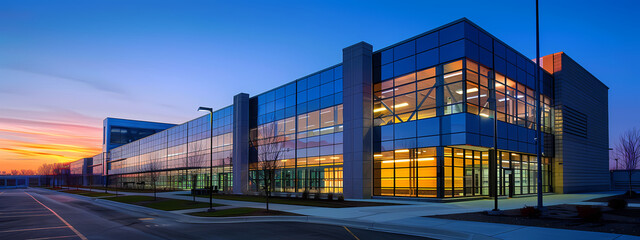 Fototapeta premium Innovative Industrial Architecture at Sunset