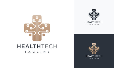 health technology logo design template. health digital technology logo design