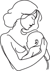 mother and son vector art illustration