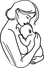 mother and son vector art illustration