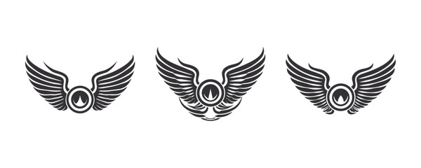 Set of wings silhouette vector illustration.