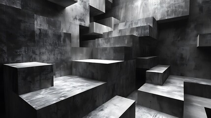 The concept of perspective depicted by a series of overlapping geometric shapes in varying sizes