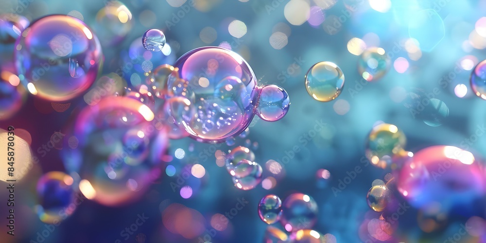 Poster ai-powered generative cleaning simulation with realistic colored bubbles. concept cleaning simulatio