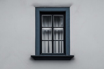 Obraz premium Black retro window on a white concrete wall