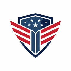 a logo for a brand about american pride logo should incorporate american flag colors