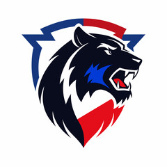 bear and Russian flag logo vector artwork illustration