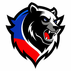 bear and Russian flag logo vector artwork illustration