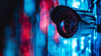 A close up of a security camera on the wall, AI