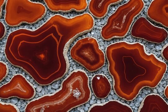 Natural red agate with crystal macro. Kazakhstan