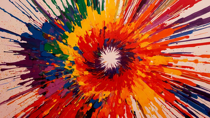 A stunning spin art masterpiece showcases a dazzling explosion of vibrant colors
