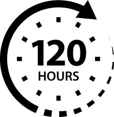 Hours time arrow. Time line icon. Delivery and service time icon. Deadline concept. Work time symbol isolated on white background.