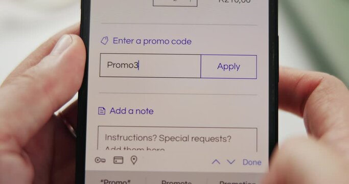 Phone screen, ecommerce or hands in house for retail, sale or store discount with promo code, application or payment. Smartphone, app or person at home with online shopping choice, order or delivery