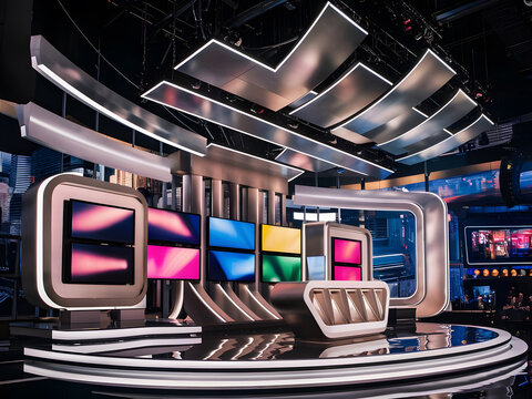 Estudio de televisi&oacute;n moderno y colorido