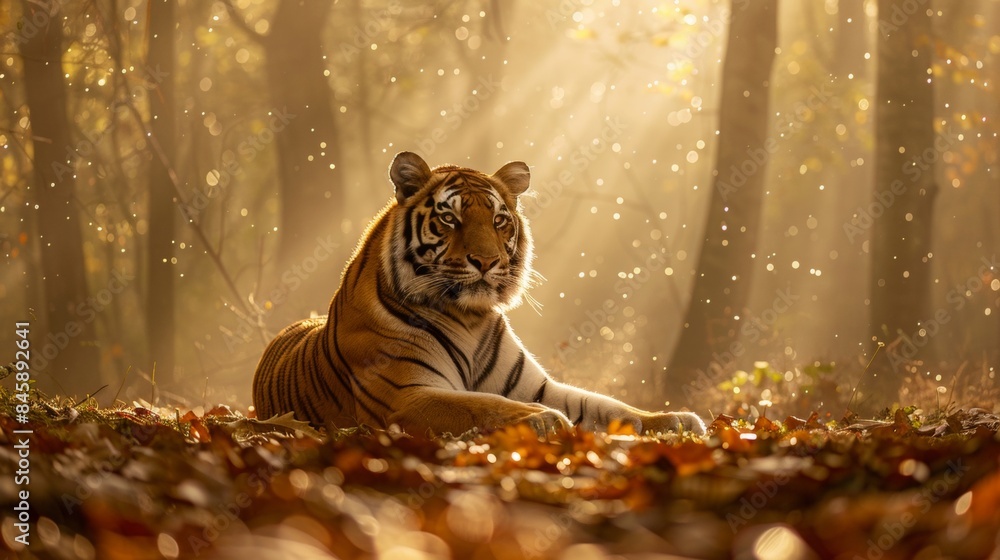 Wall mural tiger. photography of wild animal in natural habitat.