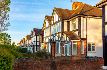 Residential houses on streets of Greenford town, west London, UK