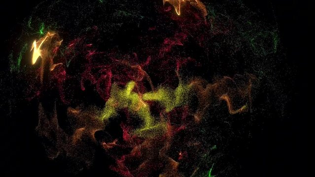 Abstract background Wave Particles collection of colorful glowing dots moving freely in dark space. Futuristic digital cyber particles. 4k relaxation video. 4K